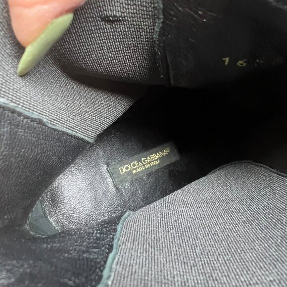 Dolce & Gabbana Green Suede Block Heel Ankle Boot 7.5 Winter Holiday Christmas - Picture 12 of 14